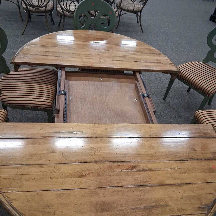Wood Dining Table w/ 1L & 6 Grn Ch