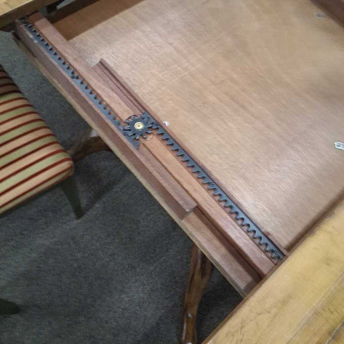 Wood Dining Table w/ 1L & 6 Grn Ch