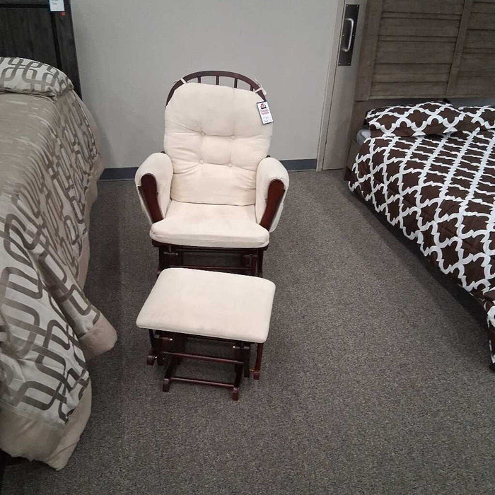 White Fabric Gliding Chair w/ Otto