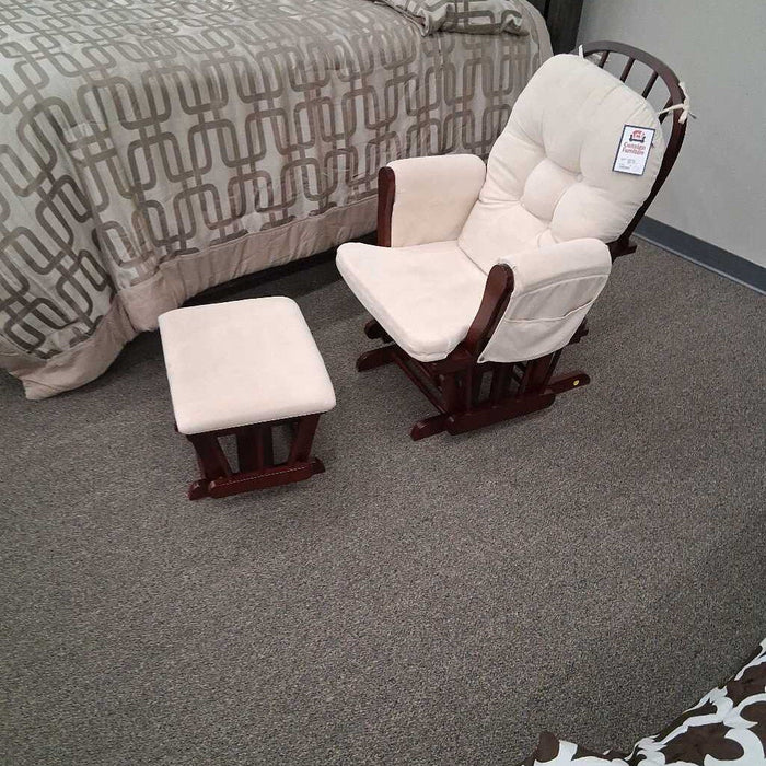 White Fabric Gliding Chair w/ Otto