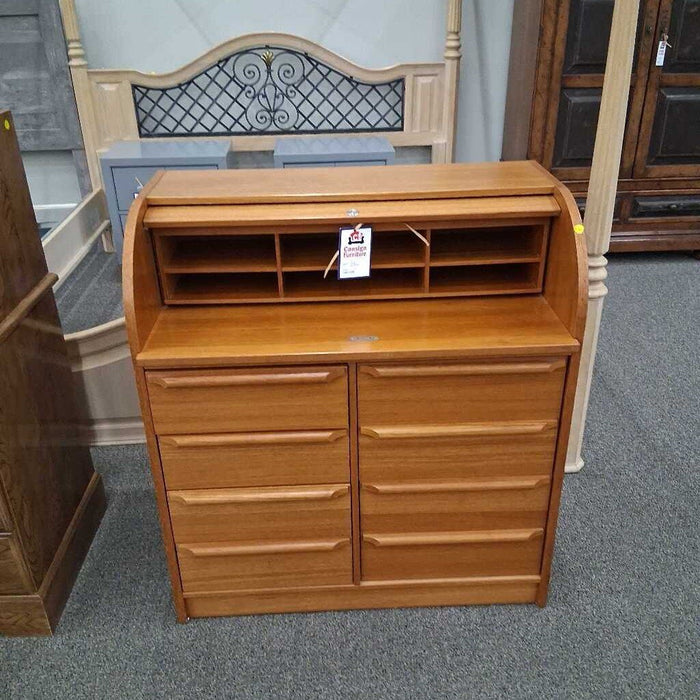 Teak Rolltop Desk (No Key)