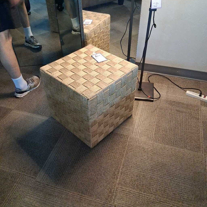 Woven Checkered Ottoman