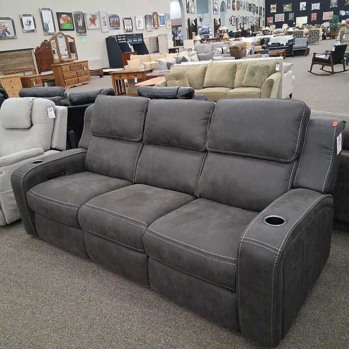 Gray Fabric Pwr Sofa w/ Tbl