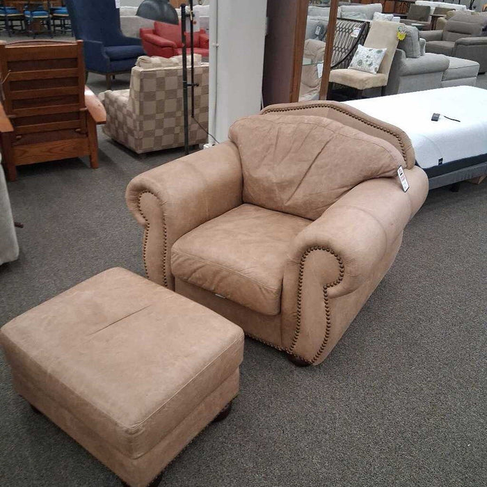 Leather Chair Plus Ottoman