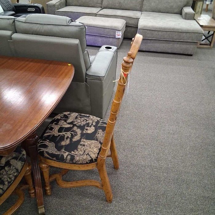 Set of 4 Wood Dining Chairs w/ Animal Fabric