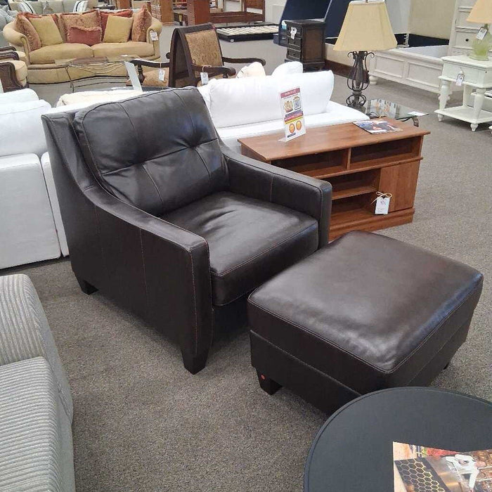Leather Chair & Ottoman (Has Scratches)