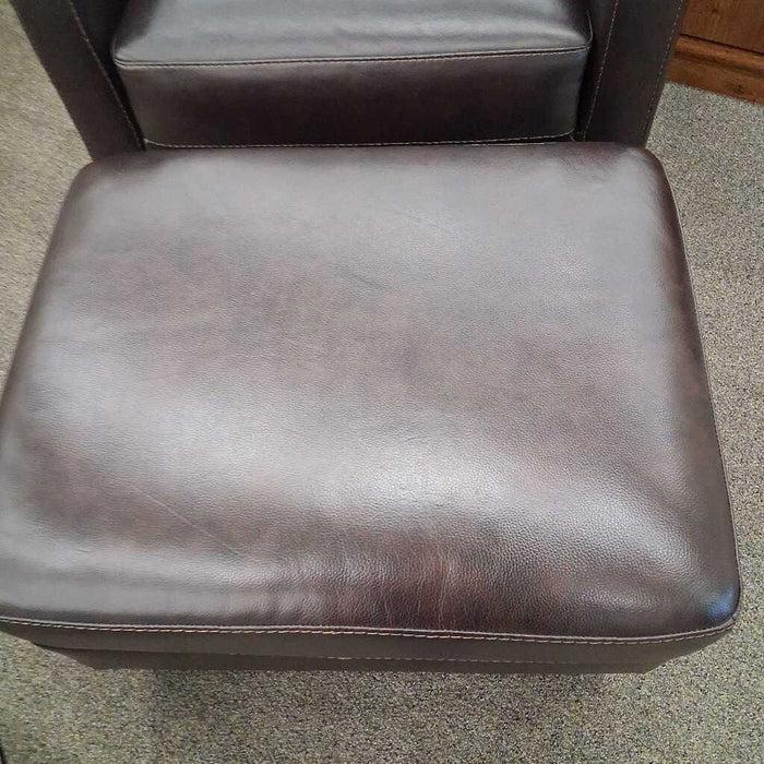 Leather Chair & Ottoman (Has Scratches)