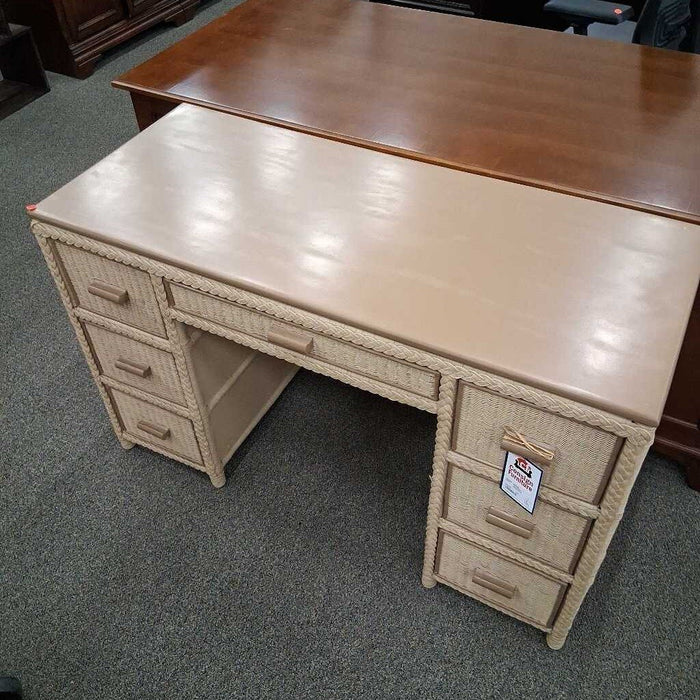 Tan Wicker Office Desk