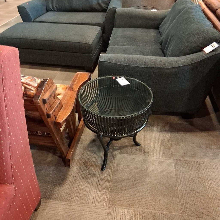 Glass Top Basket Style End Table
