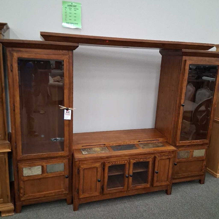 5 Piece Wood & Slate Entertainment Center