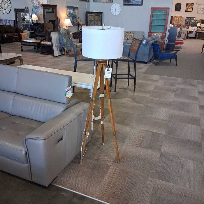 Tripod Floor Lamp w/ Brass Accents