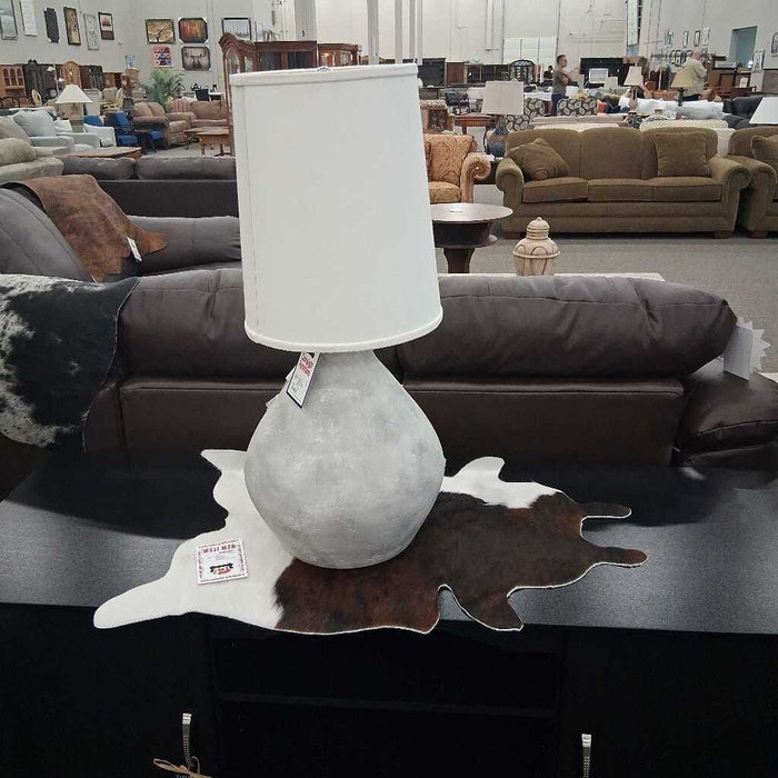 Large Concrete Lamp w/ White Shade