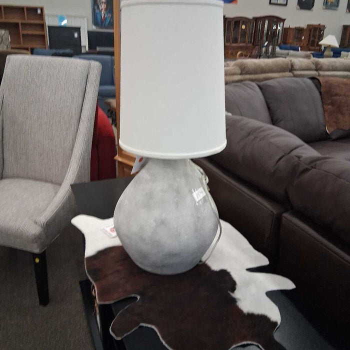 Large Concrete Lamp w/ White Shade