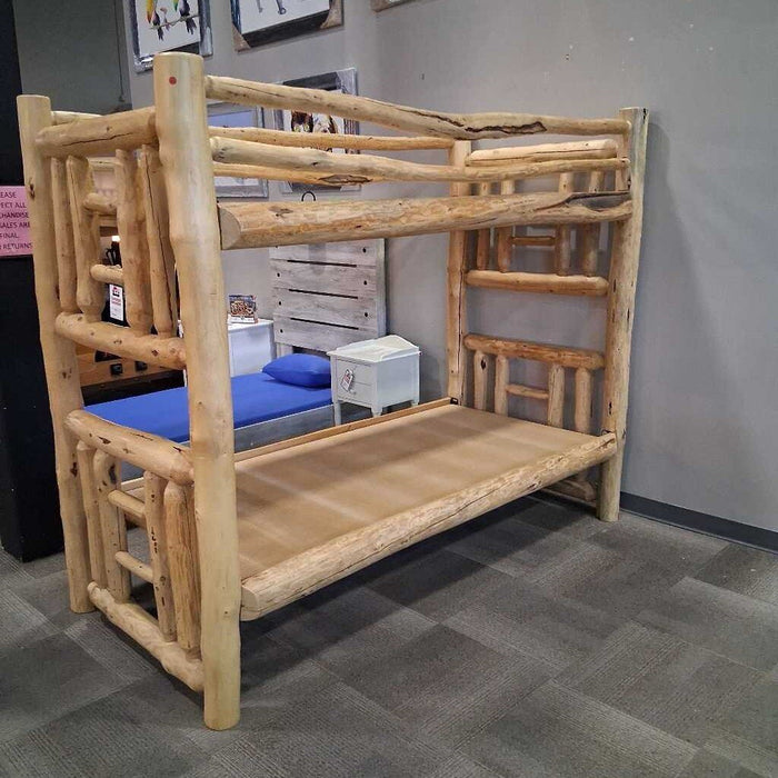 Double Twin XL Log Bunk Bed