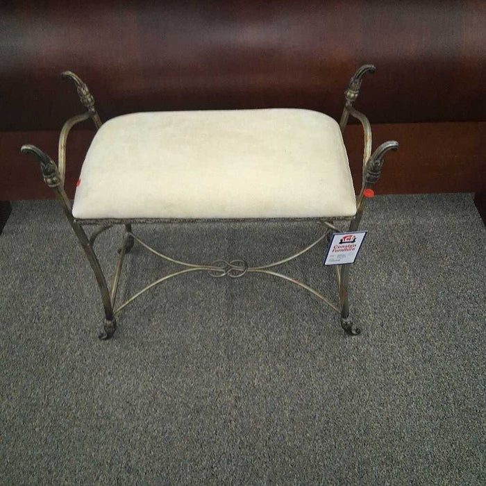 Metal Frame Cream Fabric Vanity Bench