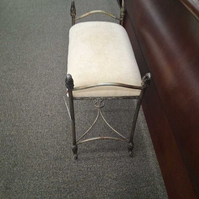 Metal Frame Cream Fabric Vanity Bench