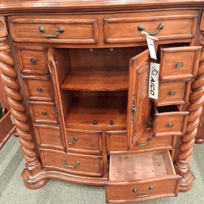 7 Pc Aico Cherry Canopy Bed Set