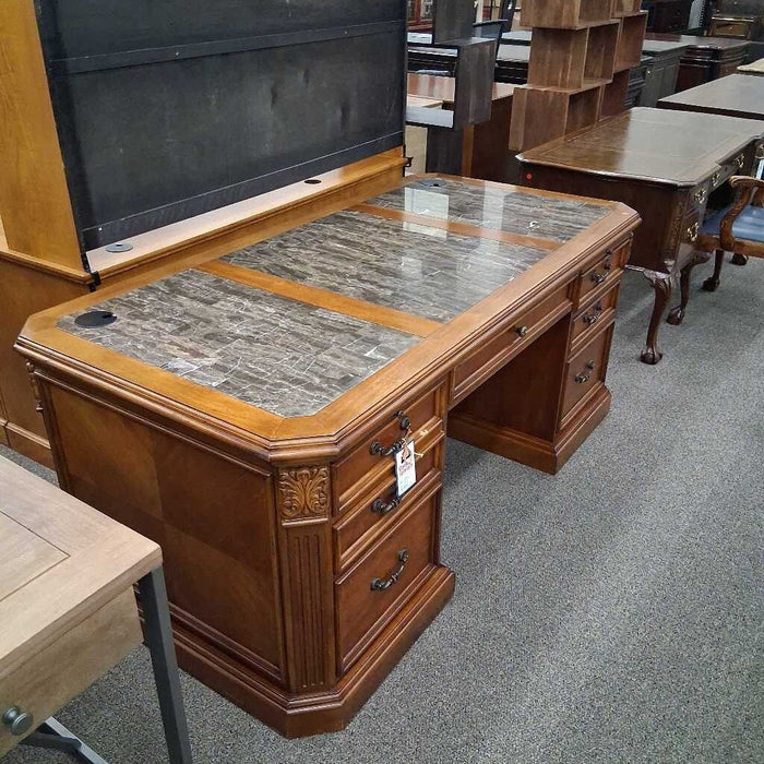 Marble Top Cherry Executive Desk