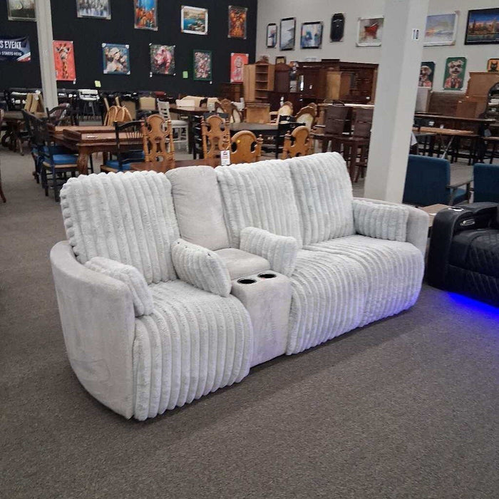 Gray Plush 4 Pc Pwr Rec Sofa w/ Console