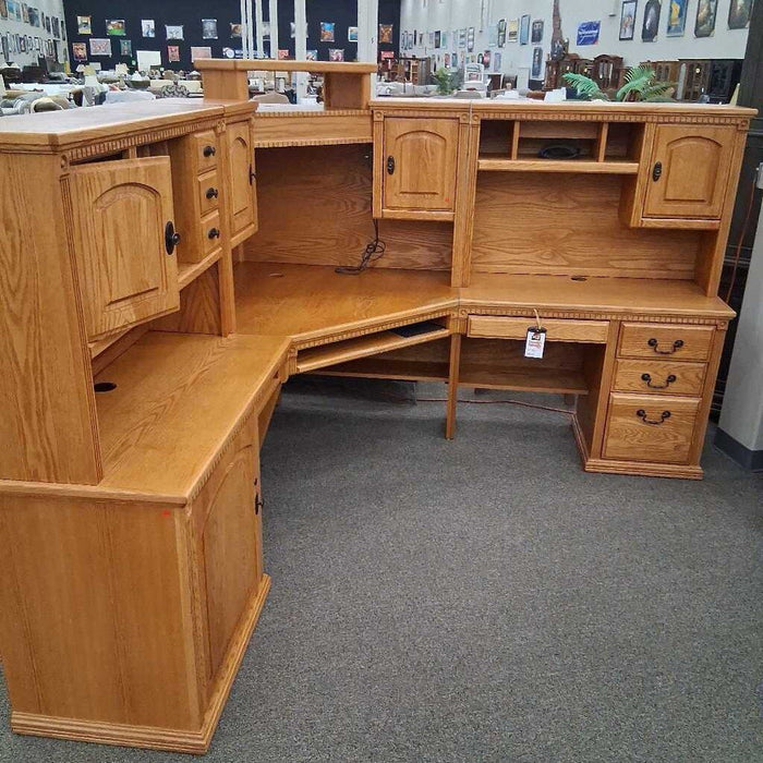 6 Pc Oak Corner Desk Unit