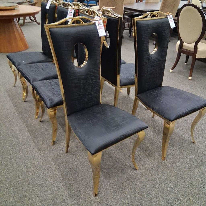 Gold Frame Black Fabric Dining Chair