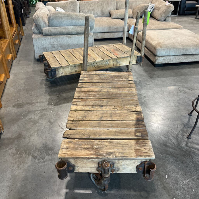 Vintage Distressed Wood Cart on Castors