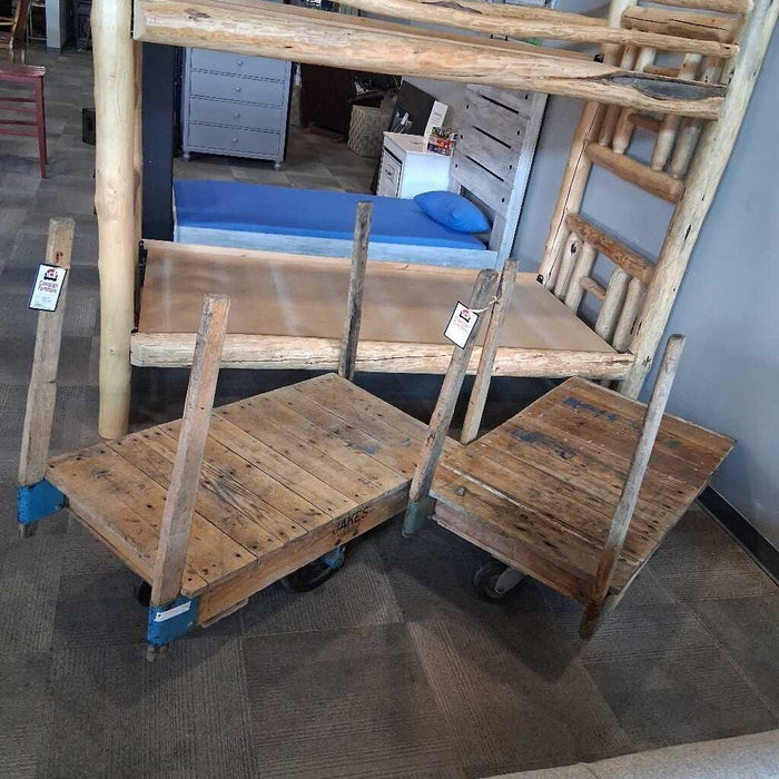 Vintage Distressed Wood Cart on Castors