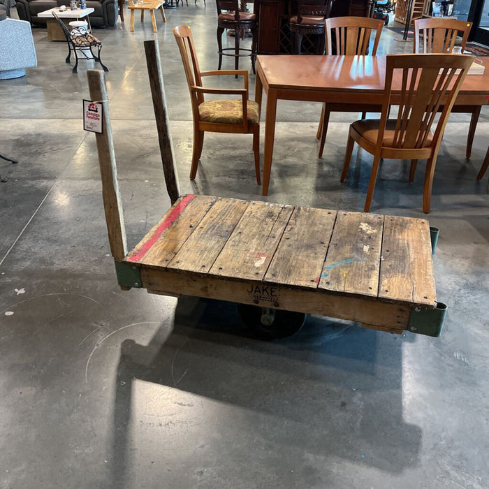 Vintage Distressed Wood Cart on Castors
