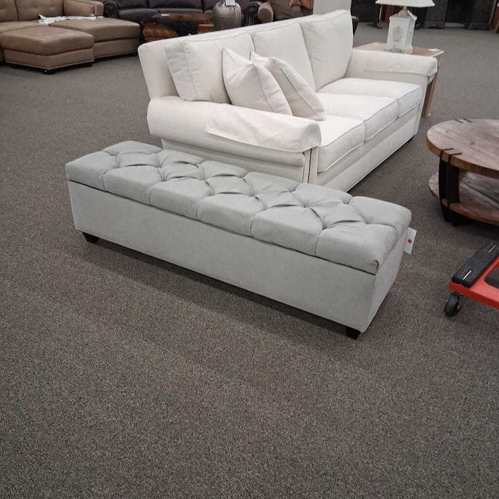 Gray Tufted Storage Ottoman