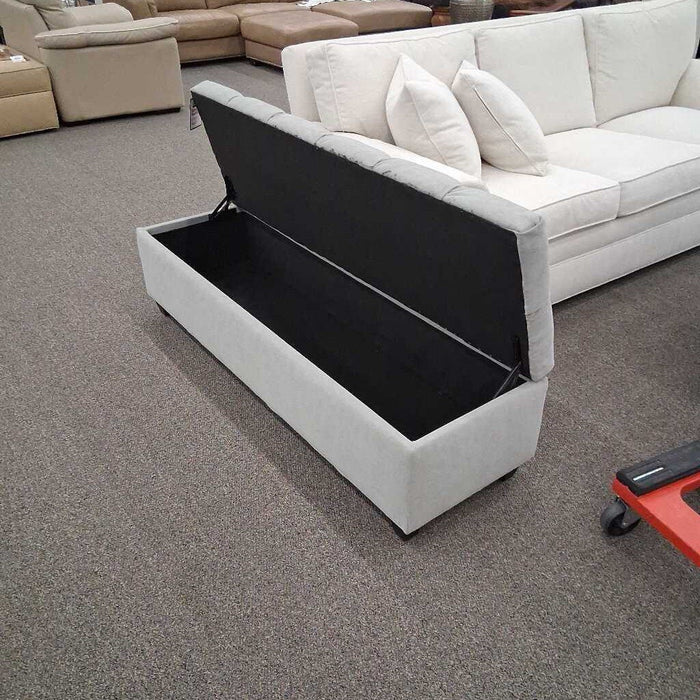 Gray Tufted Storage Ottoman