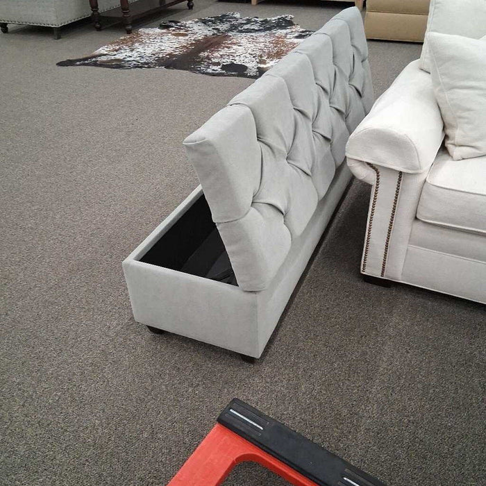 Gray Tufted Storage Ottoman