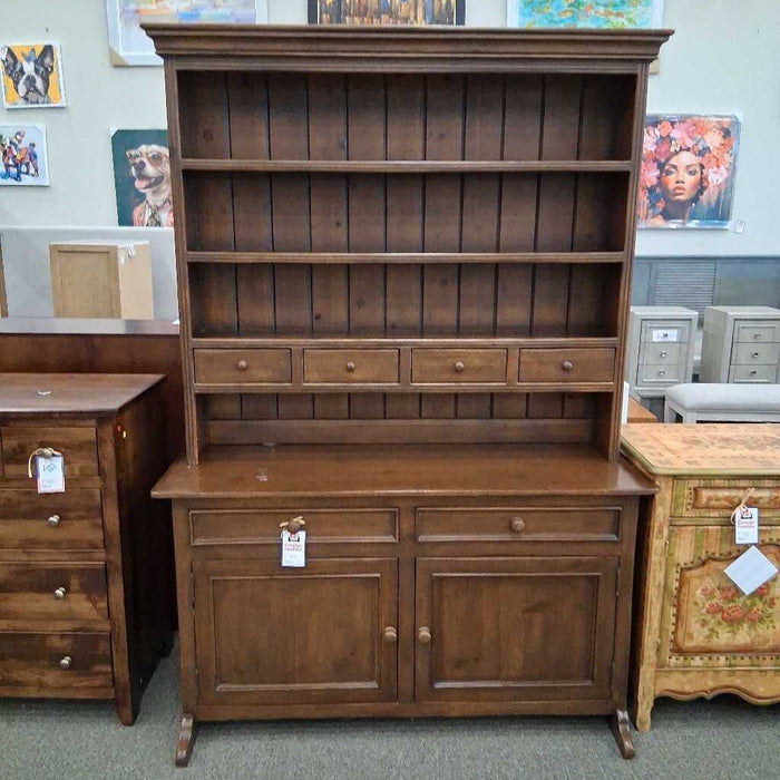 Dark Wood 2 Pc Vintage Hutch