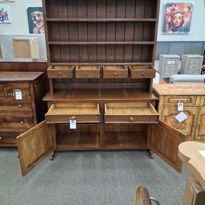 Dark Wood 2 Pc Vintage Hutch