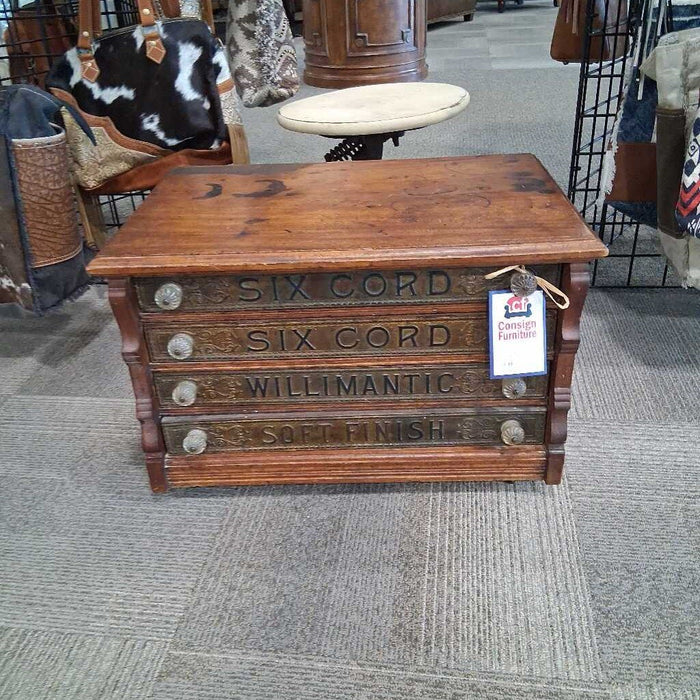 Antique Six Cord Willimantic Storage Box