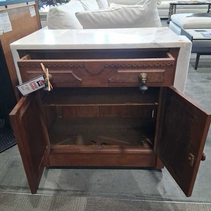 Antique Marble Top Cabinet w/ Dwr