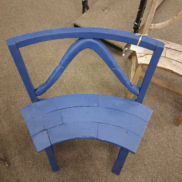 Rustic Blue Round Wood Bench