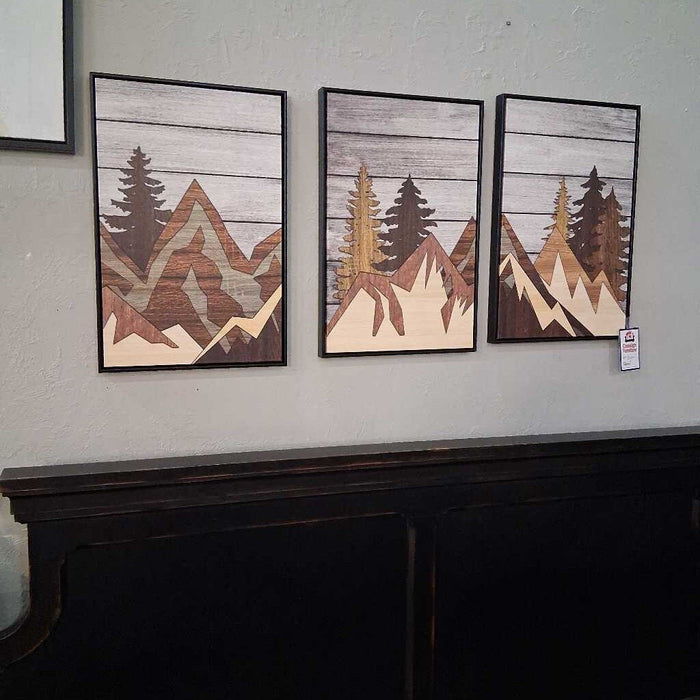 Set of 3 Mountain Scape Decor