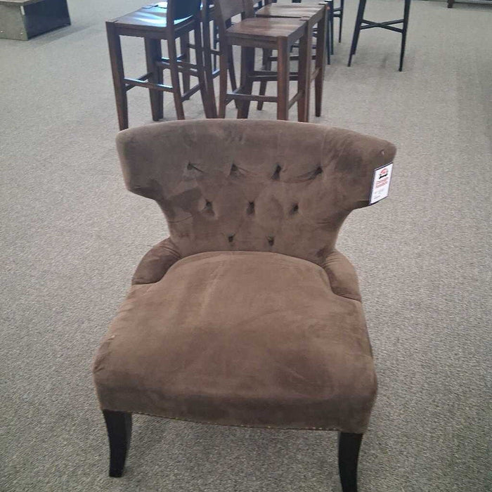 Brown Fabric Tufted Accent Chair