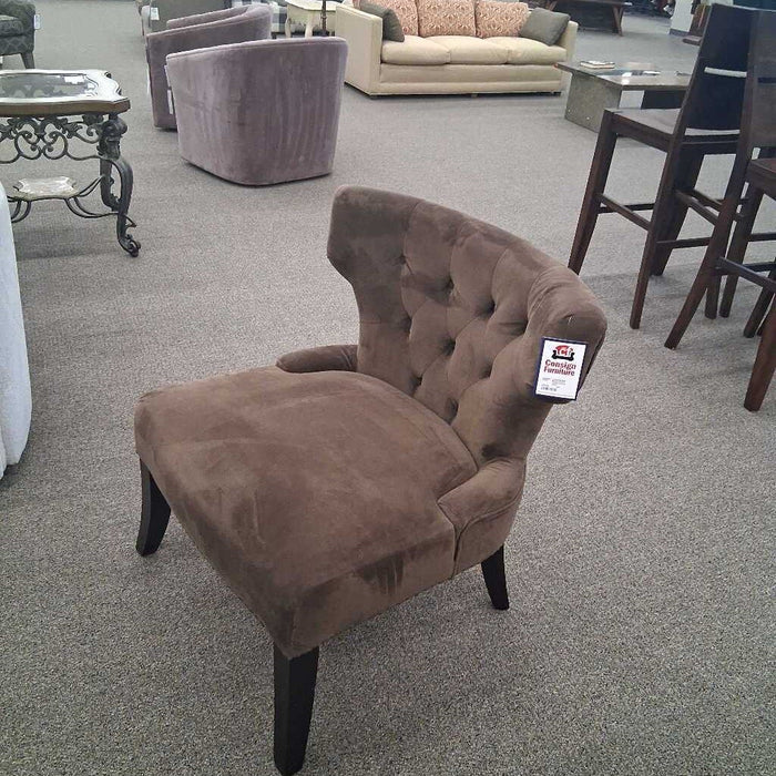 Brown Fabric Tufted Accent Chair