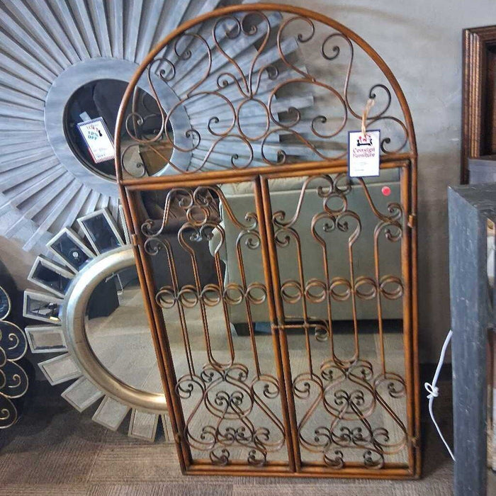 Arched Metal Frame Mirror w/ Doors