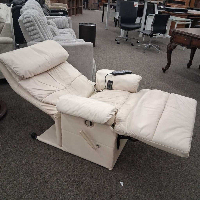 Panoramic White Leather Massage Chair