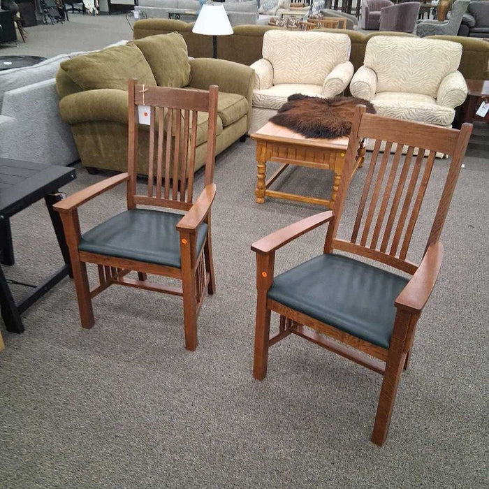 Pair Of Mission Style Oak Chairs
