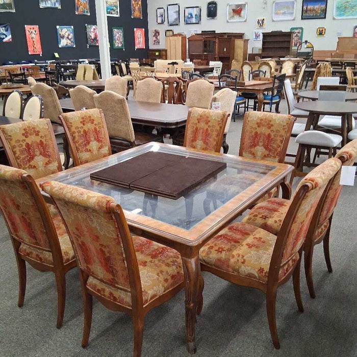 Ethan Allen Glas Top Table w/ 8 Chairs