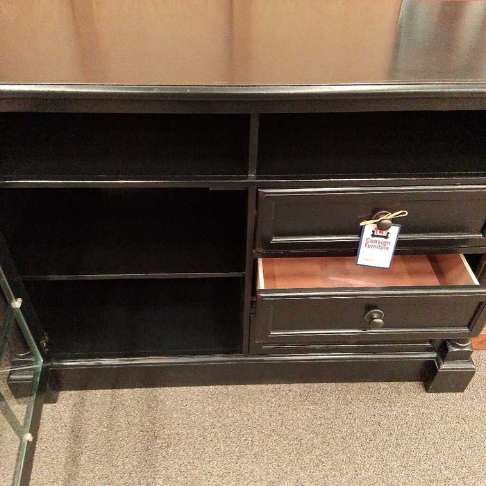 Black 3 Dwr Media Console w/ Cabinet