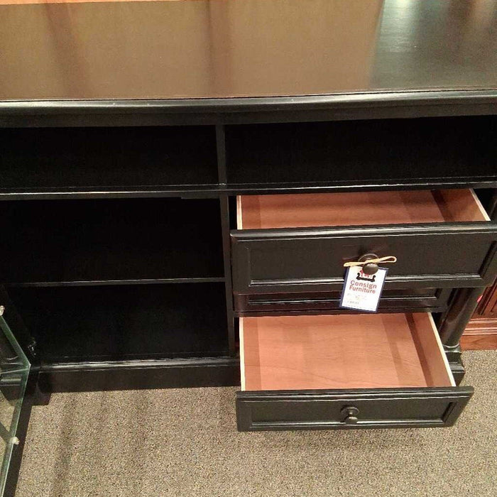 Black 3 Dwr Media Console w/ Cabinet