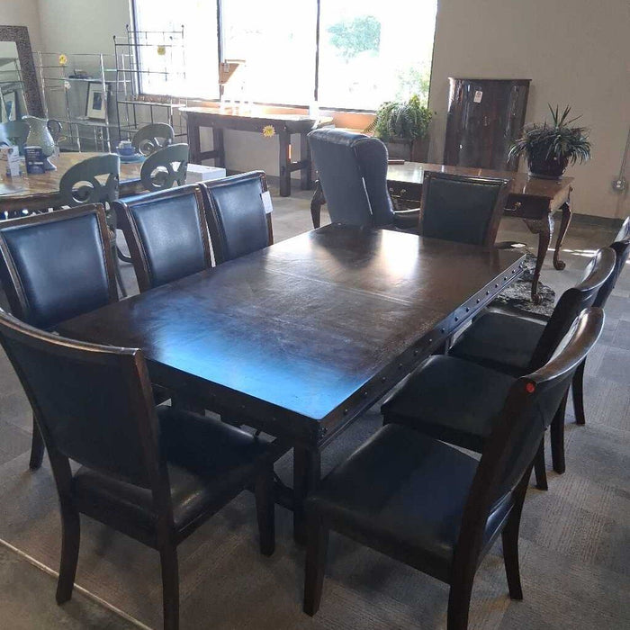 Brown Industrial Dining Table w/ 1L 8Ch