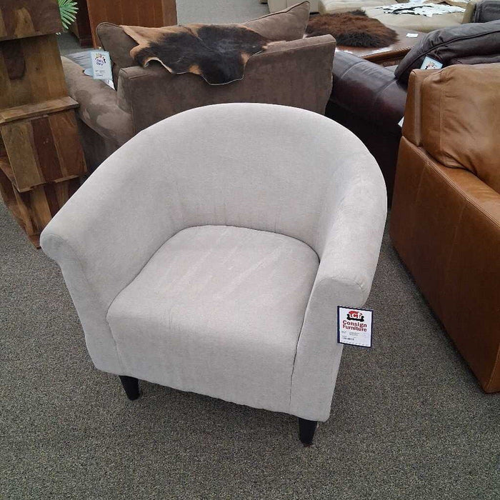 Gray Fabric Barrel Chair