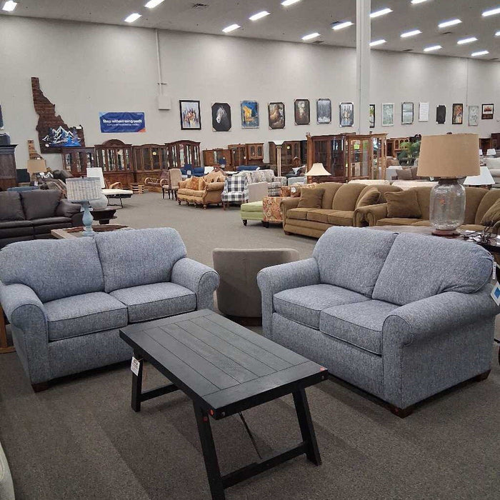 Flexsteel Blue Fabric Loveseat