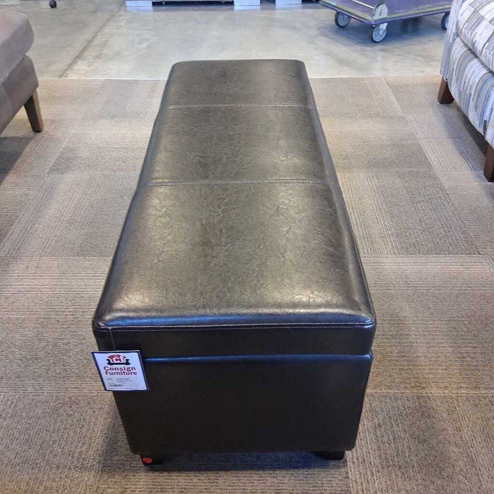 Brown Faux Leather Storage Ottoman