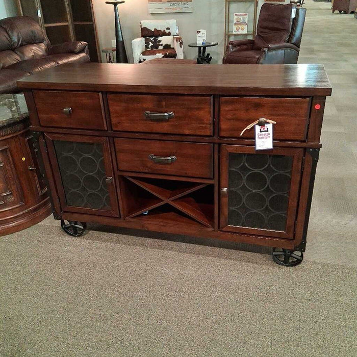 Brown Wine Cabinet on Faux Castors